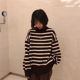 Turtleneck Striped Loose Sweater